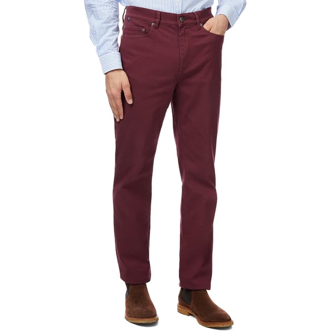 Crew Clothing Red Straight Fit Cotton Trousers 