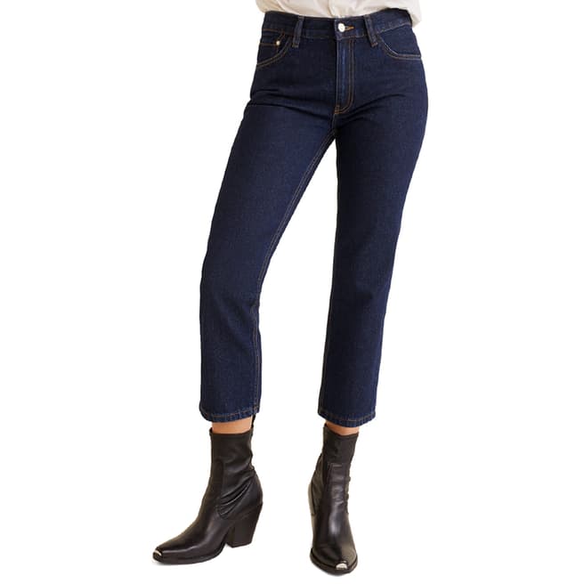 Mango Open Blue Straight Cropped Jeans Maggie