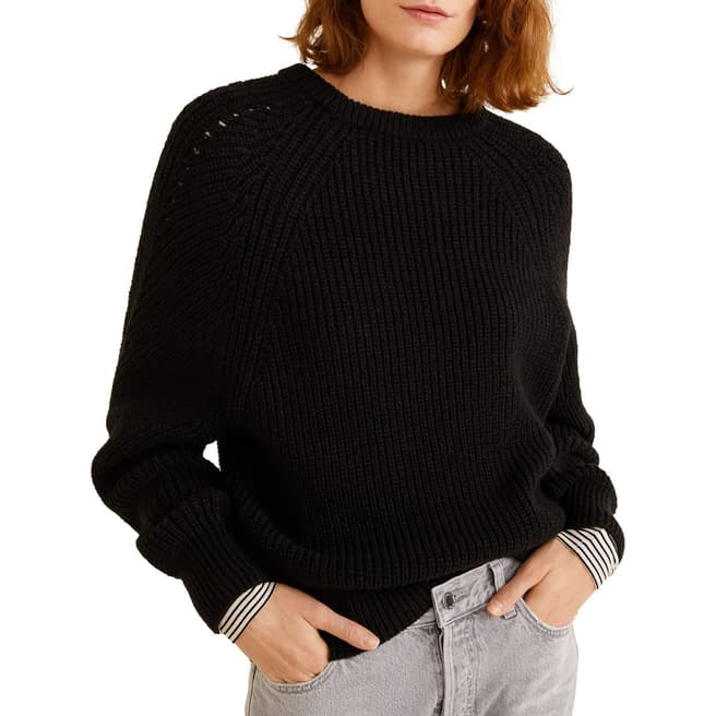 Mango Black Knitted Braided Sweater