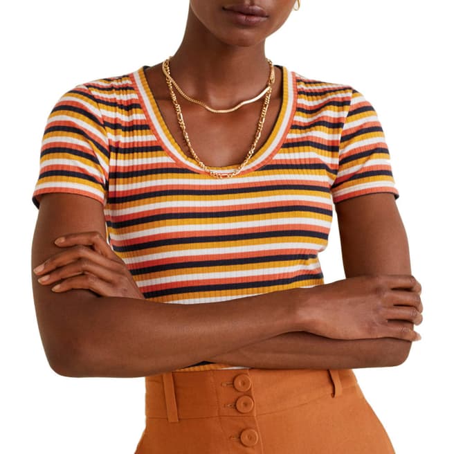 Mango Orange Striped T-Shirt