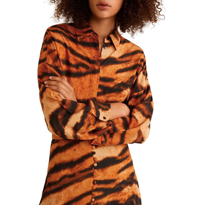 Mango Orange Tiger Print Shirt
