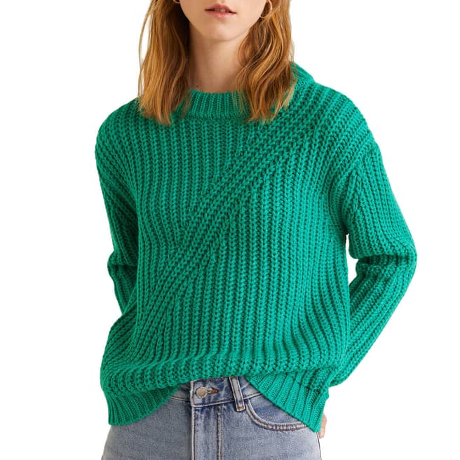 Mango Emerald Green Chunky-Knit Sweater