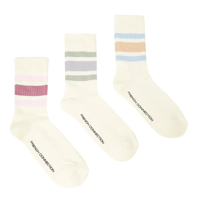 French Connection Cream Multi Stripe Socks