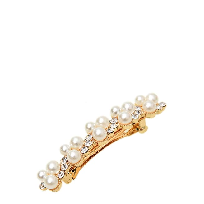 White label by Liv Oliver Gold Pearl & Crystal Hair Barrette