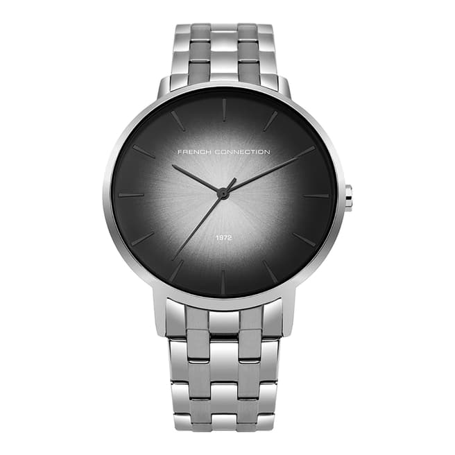 French Connection Stainless Steel Round Black Dial Watch