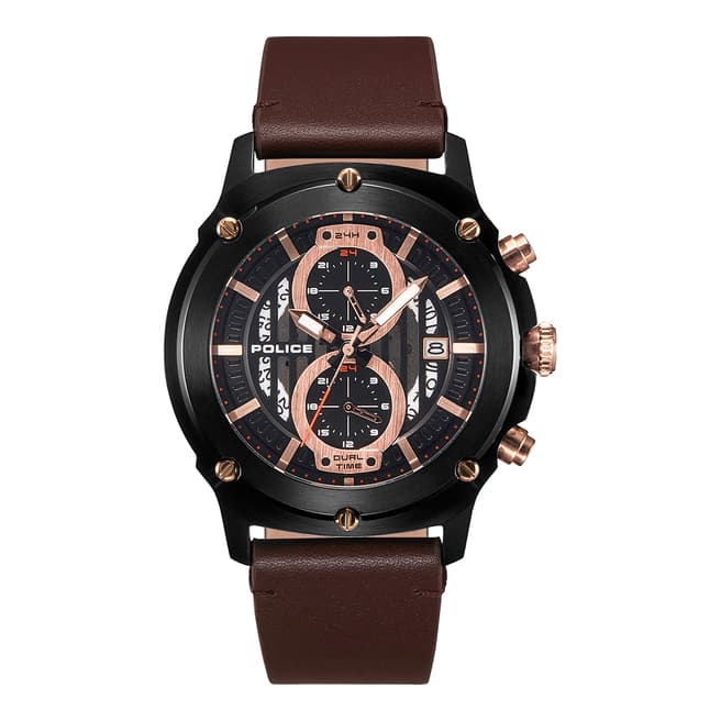 Police Brown Rose Leather Watch