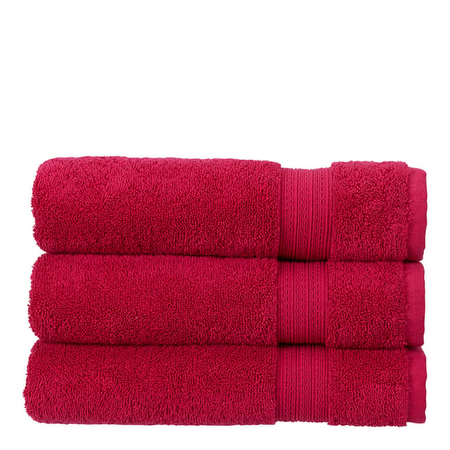 Christy Tempo Pair of Hand Towels, Magenta 