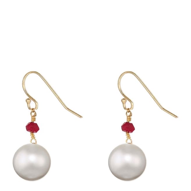 Chloe Collection by Liv Oliver 18K Gold Ruby & Pearl Drop Earrings