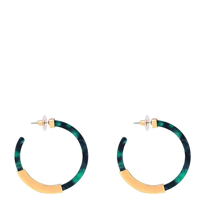Liv Oliver 18K Gold Plated Green Shell Hoop Earrings