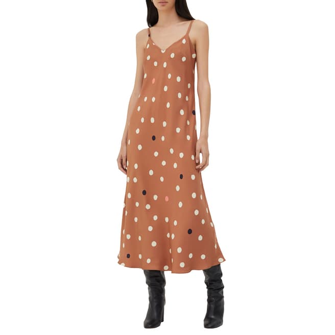 Chinti and Parker Ginger Painted Silk Spot Slip Dress