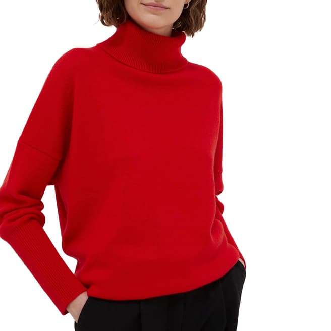 Chinti and Parker Bright Red Cashmere Relaxed Polo