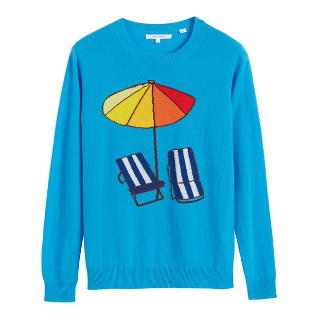 Chinti and Parker Turquoise Cashmere Sunbed Sweater