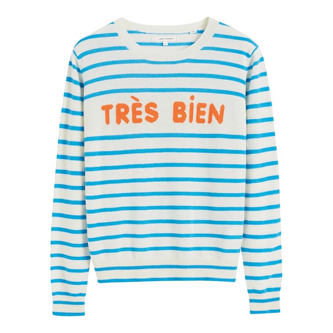 Chinti and Parker Cream/Blue Cashmere Tres Bien Sweater