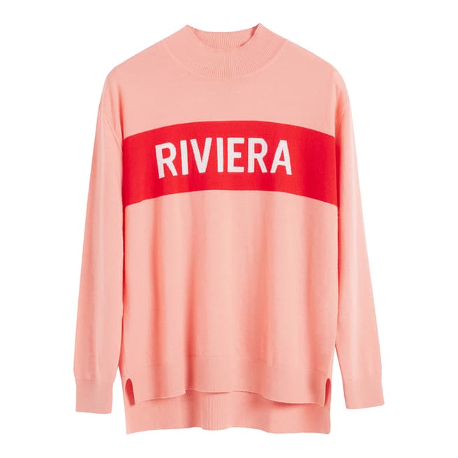 Chinti and Parker Dusty Rose Cashmere Riviera Slogan Sweater