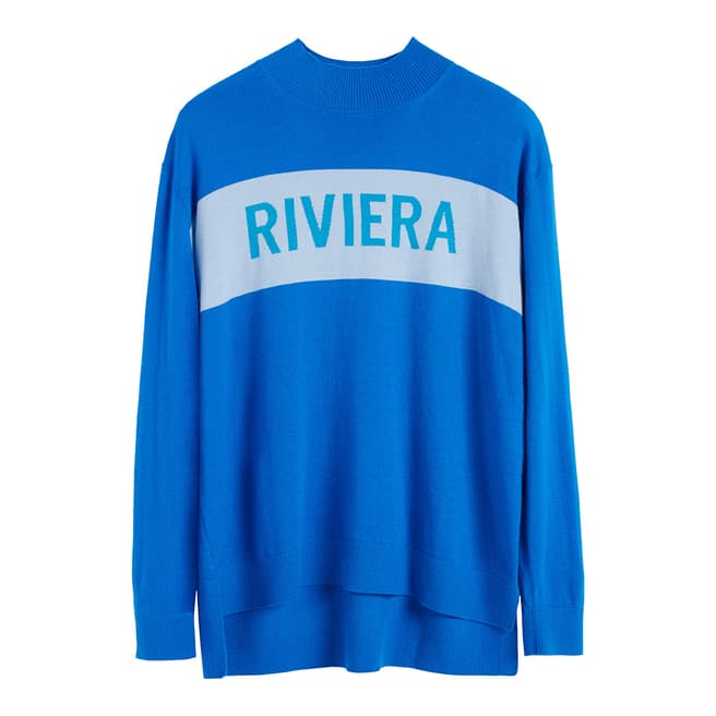 Chinti and Parker Royal Blue Cashmere Riviera Slogan Sweater