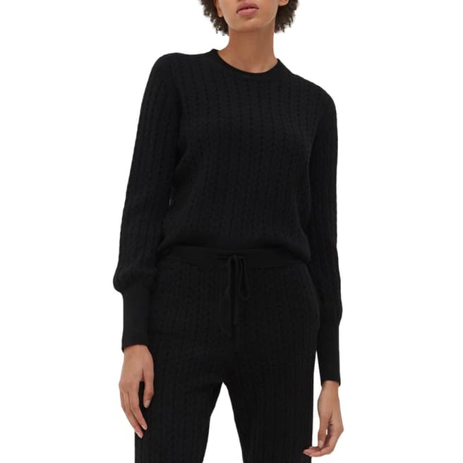 Chinti and Parker Black/ Ginger Cashmere Cable Sweater