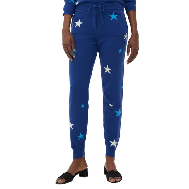 Chinti and Parker French Navy Cashmere Star Track Pants