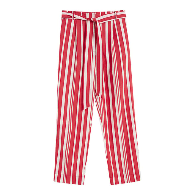 Chinti and Parker Bright Red/Ivory Parasol Tie Waist Pant