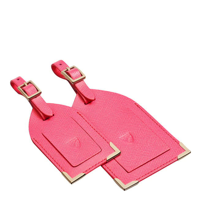 Aspinal of London Bright Pink Carrera Set of 2 Luggage Tags