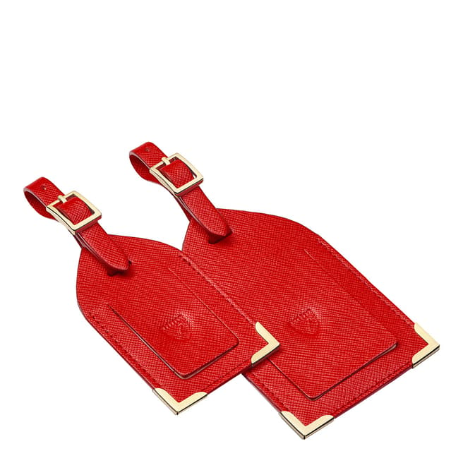 Aspinal of London Scarlet Set of 2 Luggage Tags