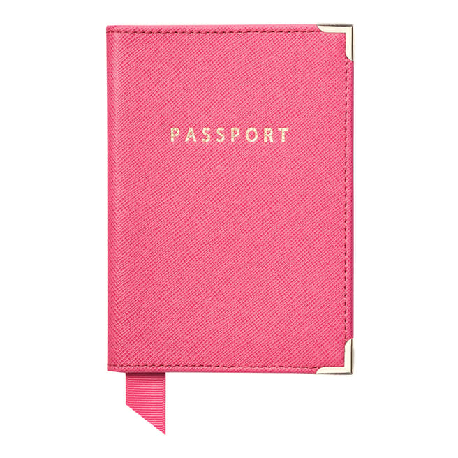 Aspinal of London Bright Pink Carrera & Grey Plain Passport Cover