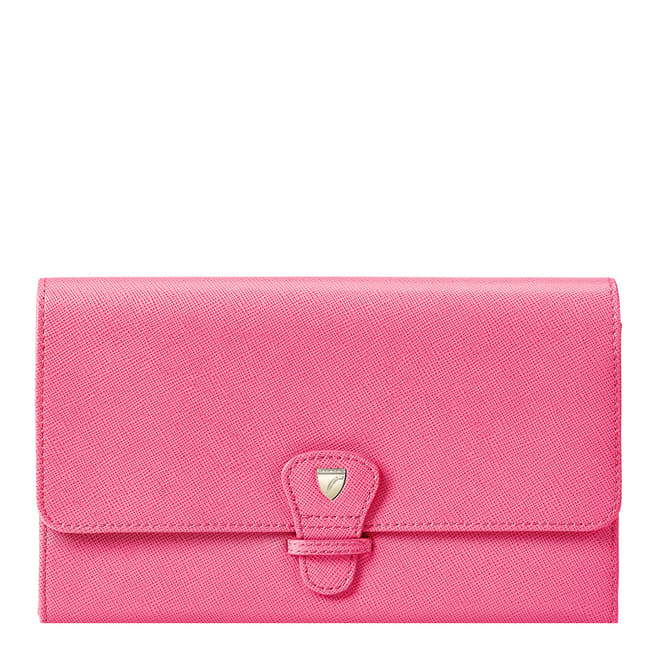 Aspinal of London Bright Pink Carrera Grey Classic Travel Wallet