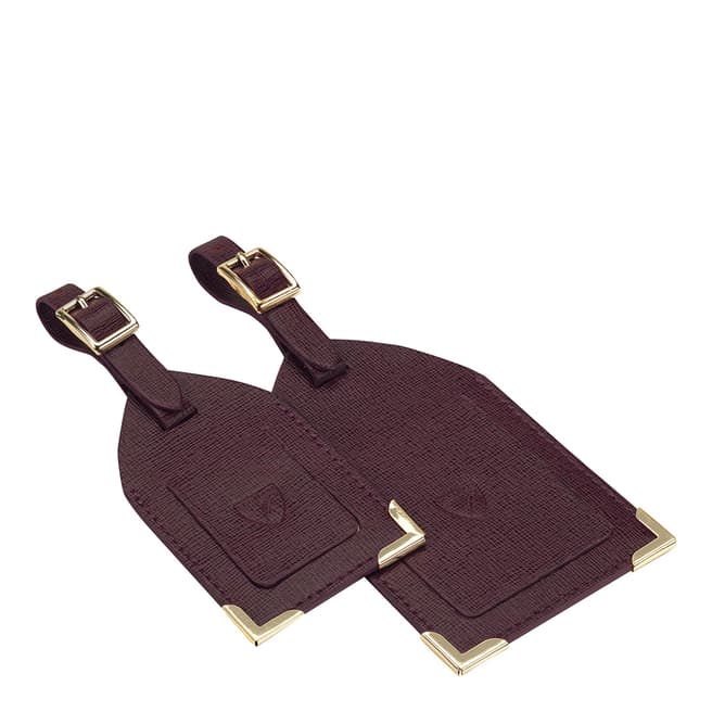 Aspinal of London Burgundy Set of 2 Luggage Tags