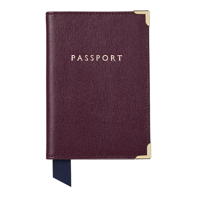 Aspinal of London Burgundy Plain Passport Cover