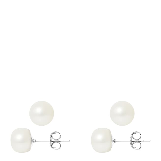 Manufacture Royale Natural White  Pearl Earrings 8-9mm