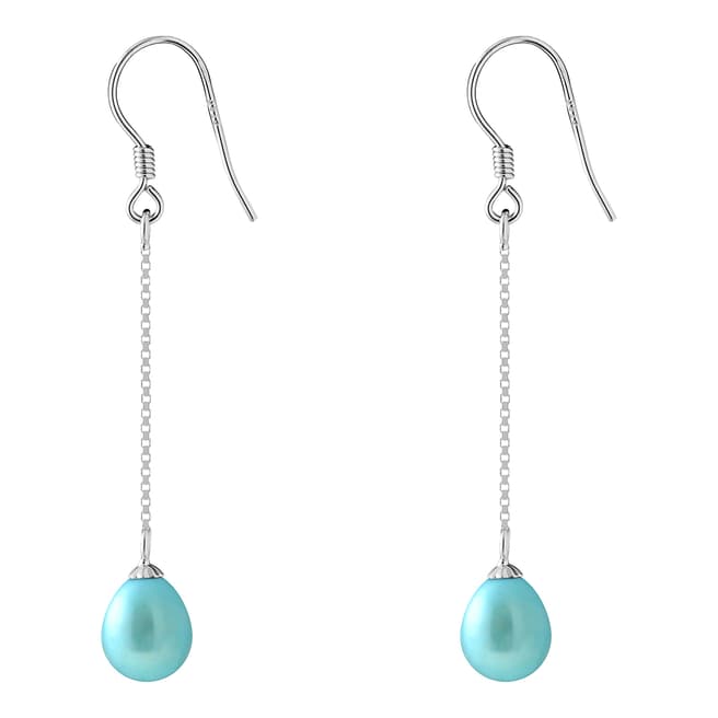 Manufacture Royale Turquoise Blue Pearl Earrings 7-8mm