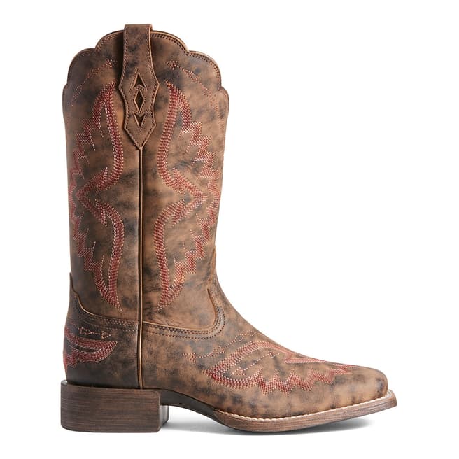 Ariat Beige Round Up Santa Fe Western Boots