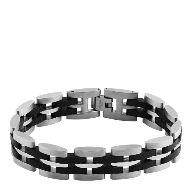 Tateossian Silver Black Small Link Bracelet