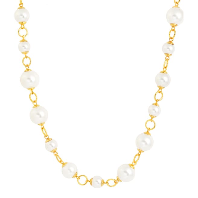 Liv Oliver 18K Gold Plated Pearl Link Necklace
