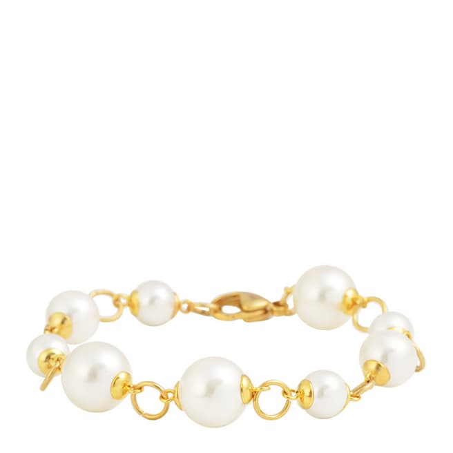 Liv Oliver 18K Gold Plated Pearl Link Bracelet