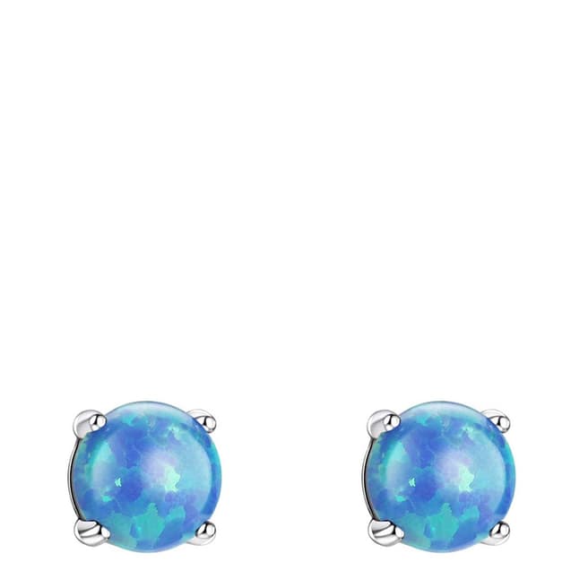 Liv Oliver Silver Blue Opal Stud Earrings