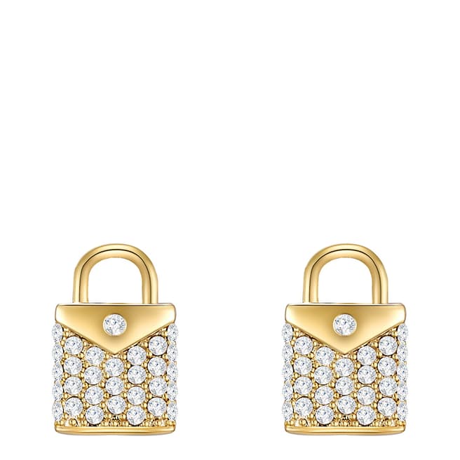 Glamcode Gold Crystal Lock Earrings