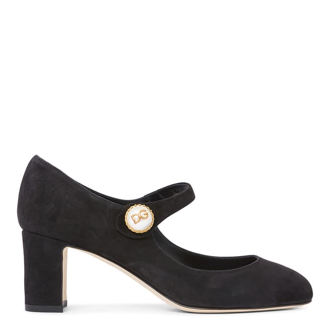 Dolce & Gabbana Black Suede Block Heeled Shoes