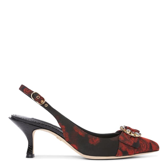 Dolce & Gabbana Black & Red Kitten Heel Slingbacks