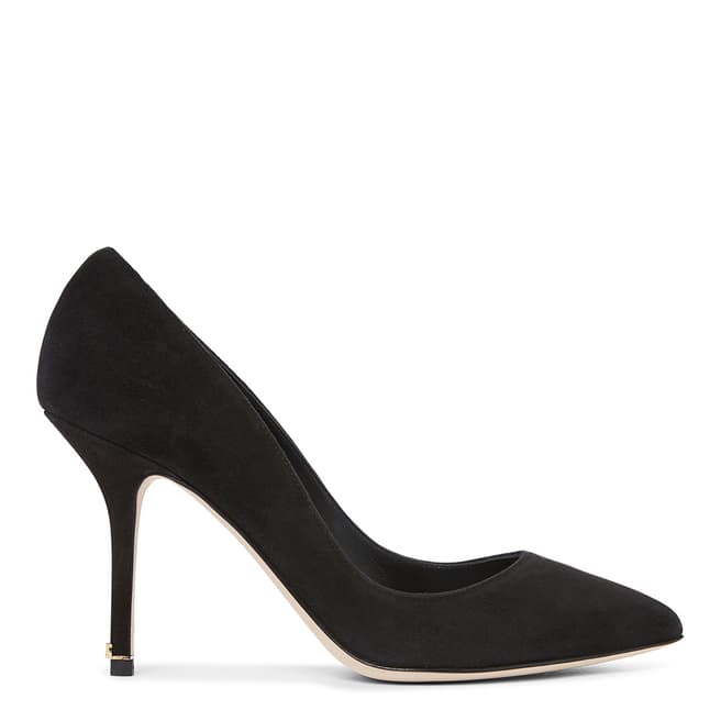 Dolce & Gabbana Black Suede Mid Heel Court Shoes