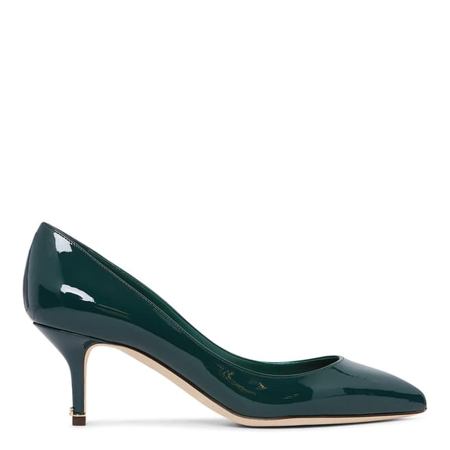 Dolce & Gabbana Emerald Green Patent Kitten Heel Court Shoes