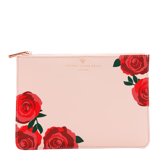 Johnny Loves Rosie Personalised Blush Rose Print Pouch