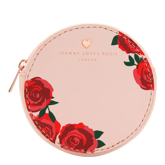 Johnny Loves Rosie Personalised Blush Rose Print Circle Purse
