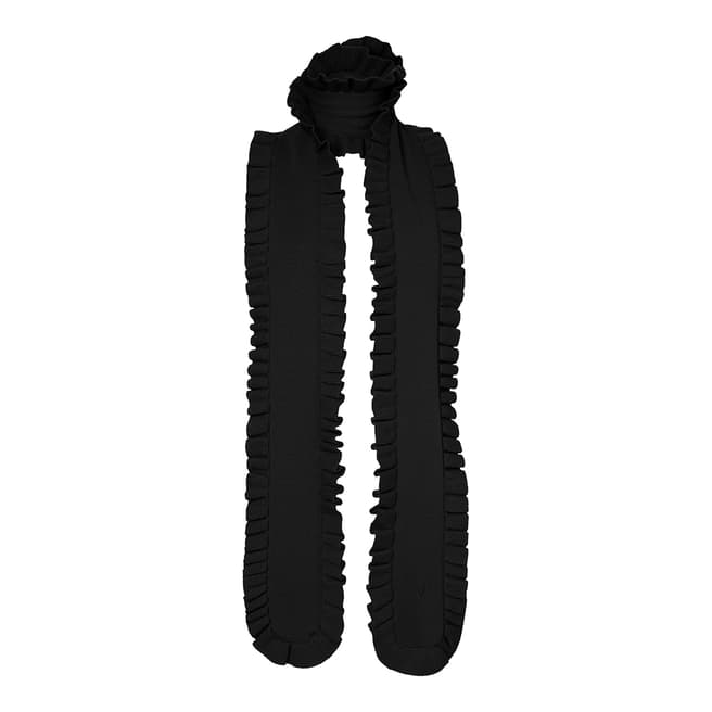Winser London Black Ruffle Merino Wool Scarf