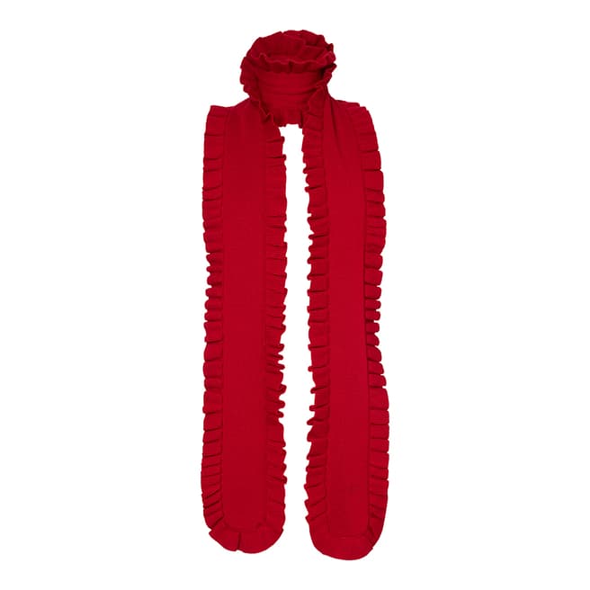 Winser London Red Ruffle Merino Wool Scarf