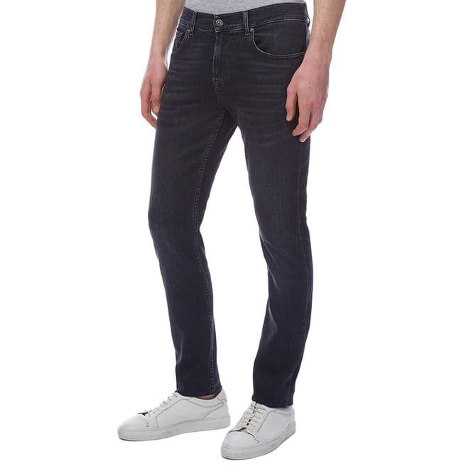 7 For All Mankind Black Slimmy Tapered Hendley Stretch Jeans