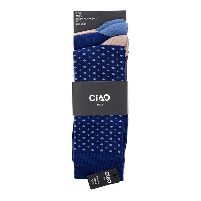 Ciao Blue/ Pink 3 Pack Socks