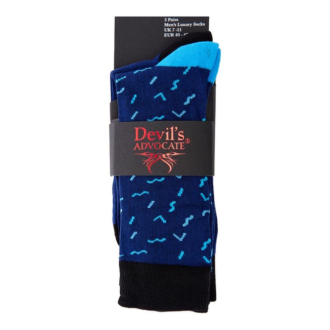 Devils Advocate Blue 3 Pack Socks