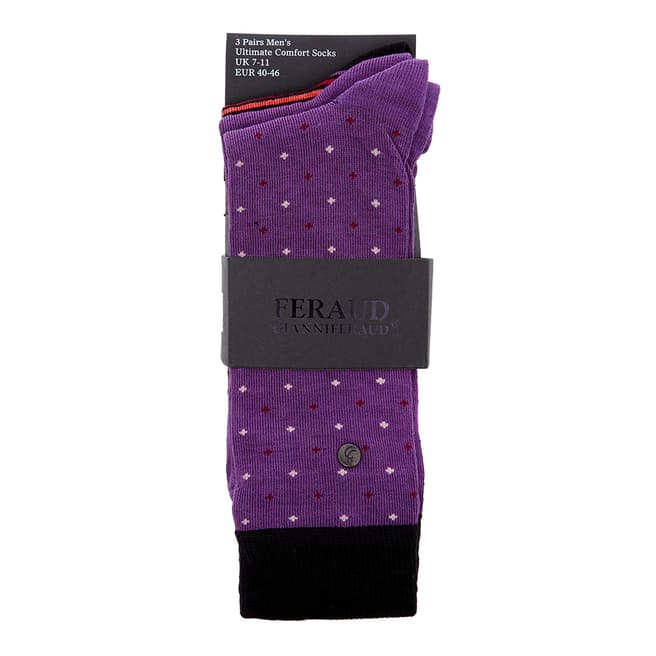 Gianni Feraud Purple 3 Pack Socks