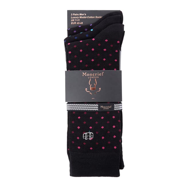 Moncrief Black/ Multi 3 Pack Socks