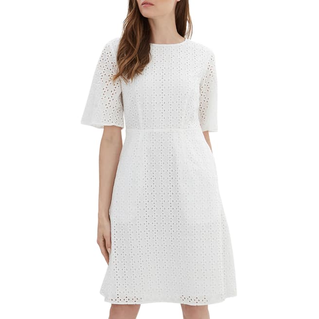 Jaeger White Broderie Cotton Dress